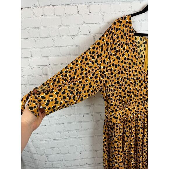 ELOQUII yellow mustard black polka dot faux wrap viscose dress size 24 NWT - Picture 2 of 11